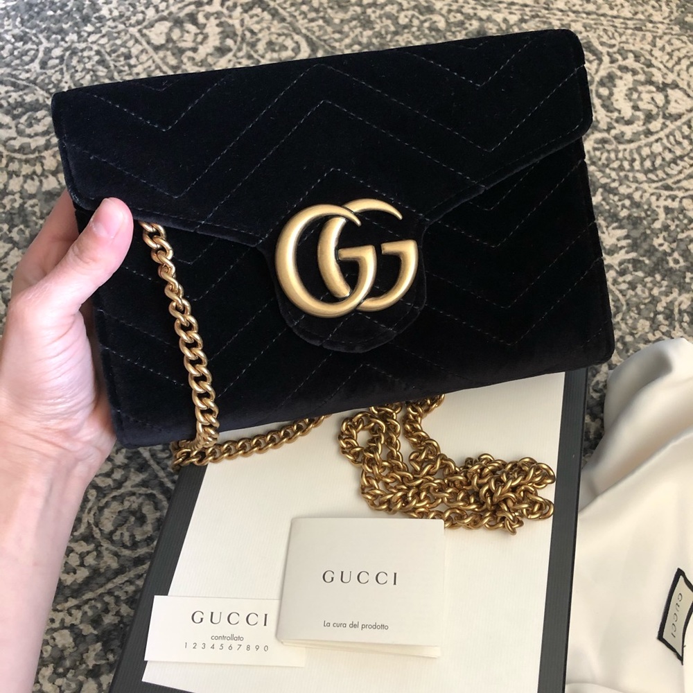GG Marmont Chevron Velvet Mini Bag